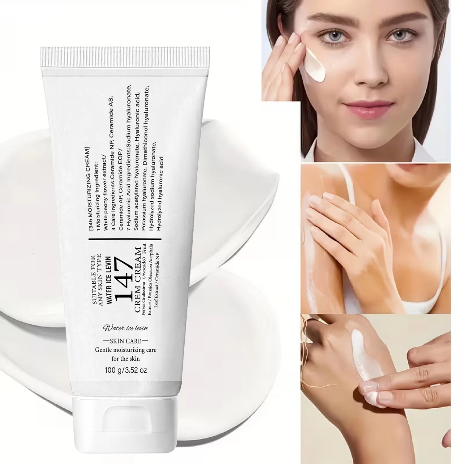 147 Skin Care Cream - Gentle Moisturizing & Firming with Hyaluronic Acid, Aloe Vera & Ceramides for All Skin Types